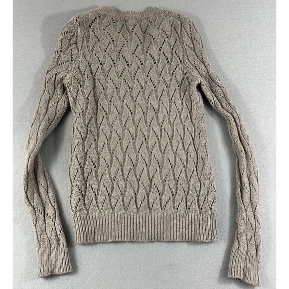 Ann Taylor Loft Angora Blend Wool Cotton Open Knit Pointelle Sweater Women’s Med - Picture 6 of 9